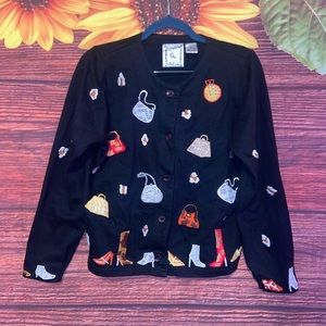⚡️Vintage Michael Simon Lite Cardigan Embroider Handbags and Heel shoes⚡️